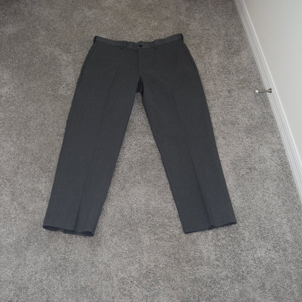 Haggar Pants Mens 40x32‎ Gray Classic Fit Premium No Iron Khaki Stretch Flat
